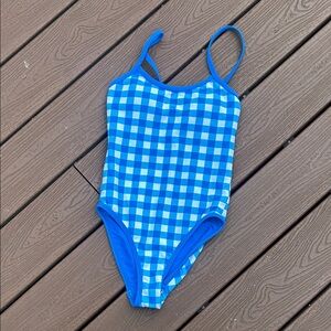 LainSnow Blue Check One-Piece Swimsuit